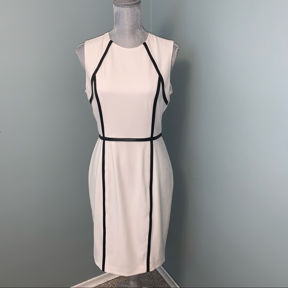 Calvin Klein Dresses & Skirts - CALVIN KLEIN white piped colourblock sheath cocktail dress size 6